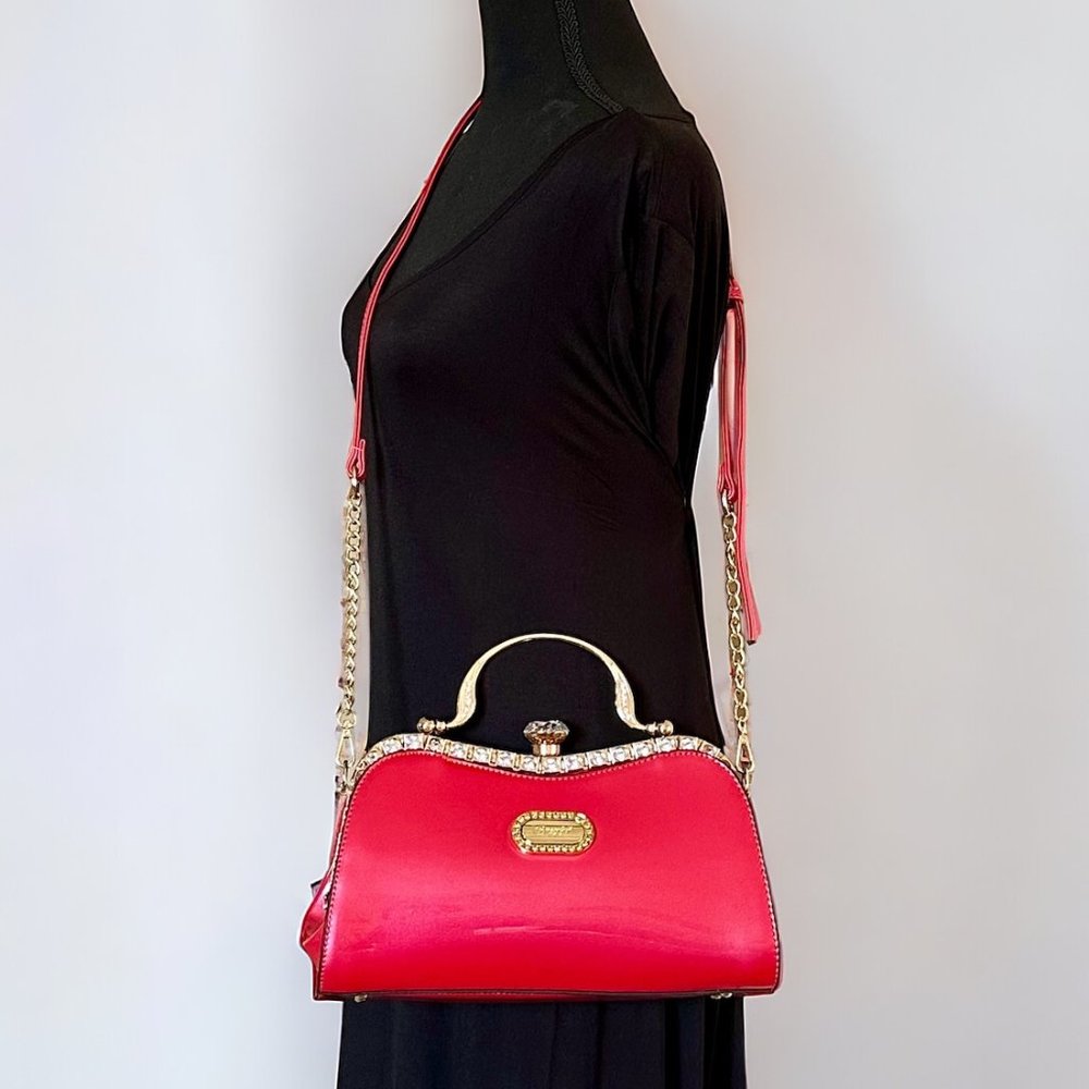 NWT Brangio Italy Starry Embrace Metallic Clutch/Crossbody - Rose - Picture 2 of 15
